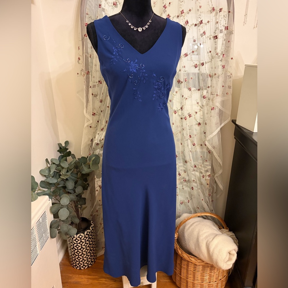 Amanda Smith Royal Blue V-Neck Sleeveless Maxi Dress